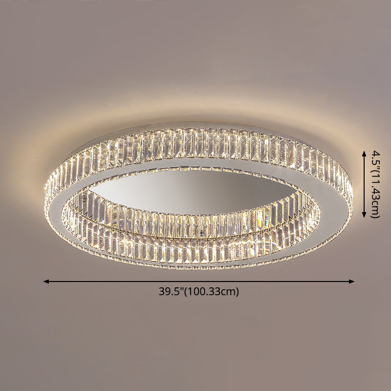 Sliver Crystal Circular Flush mount Ceiling Lamp Modern Style LED Flush Mount Lighting for Bedroom