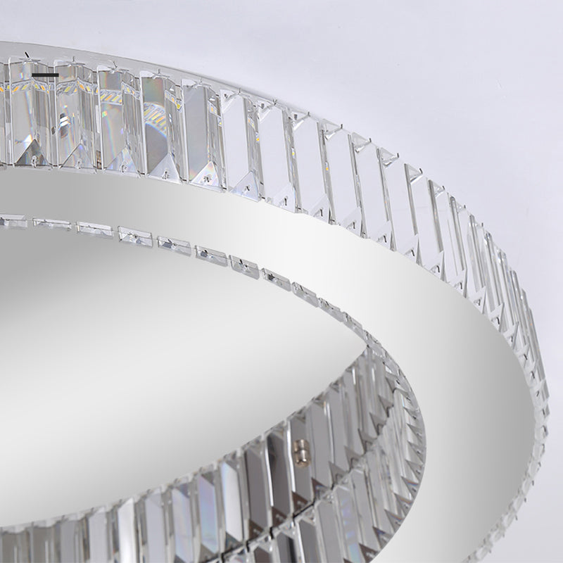 Sliver Crystal Circular Flush mount Ceiling Lamp Modern Style LED Flush Mount Lighting for Bedroom