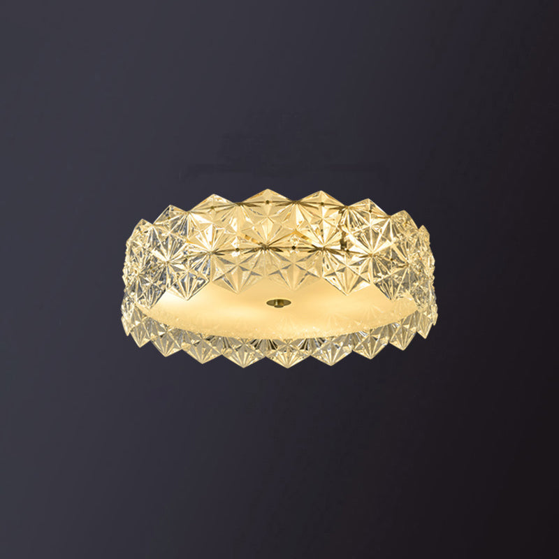 Geometric Crystal Circular Flushmount Ceiling Lamp Modern Style Gold Flush Mount Lighting for Bedroom