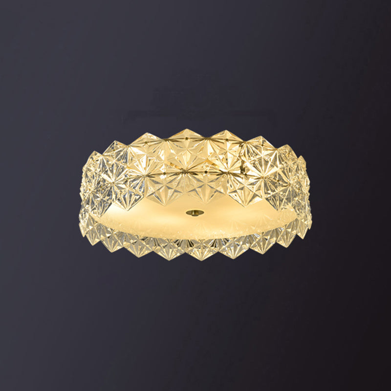 Geometric Crystal Circular Flushmount Ceiling Lamp Modern Style Gold Flush Mount Lighting for Bedroom