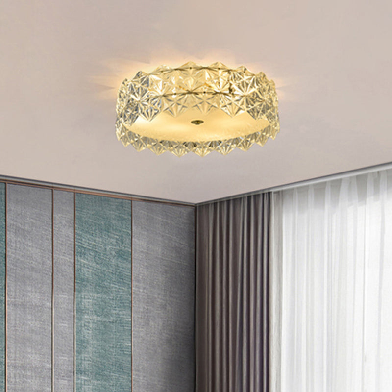Geometric Crystal Circular Flushmount Ceiling Lamp Modern Style Gold Flush Mount Lighting for Bedroom