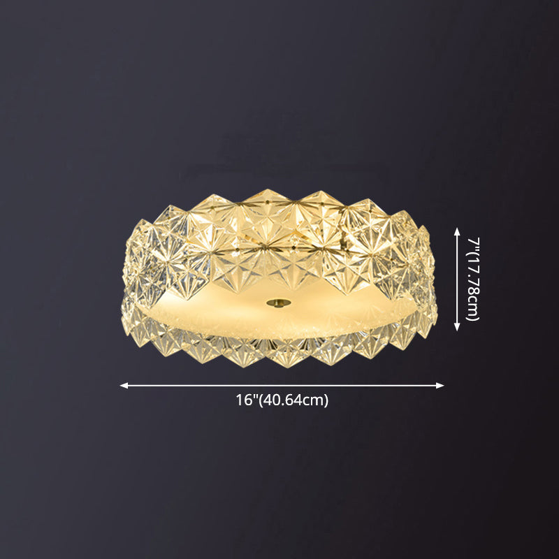 Geometric Crystal Circular Flushmount Ceiling Lamp Modern Style Gold Flush Mount Lighting for Bedroom