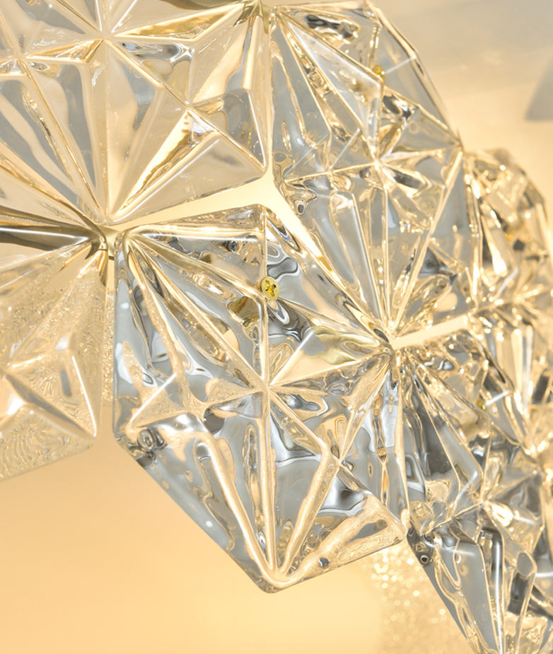 Geometric Crystal Circular Flushmount Ceiling Lamp Modern Style Gold Flush Mount Lighting for Bedroom