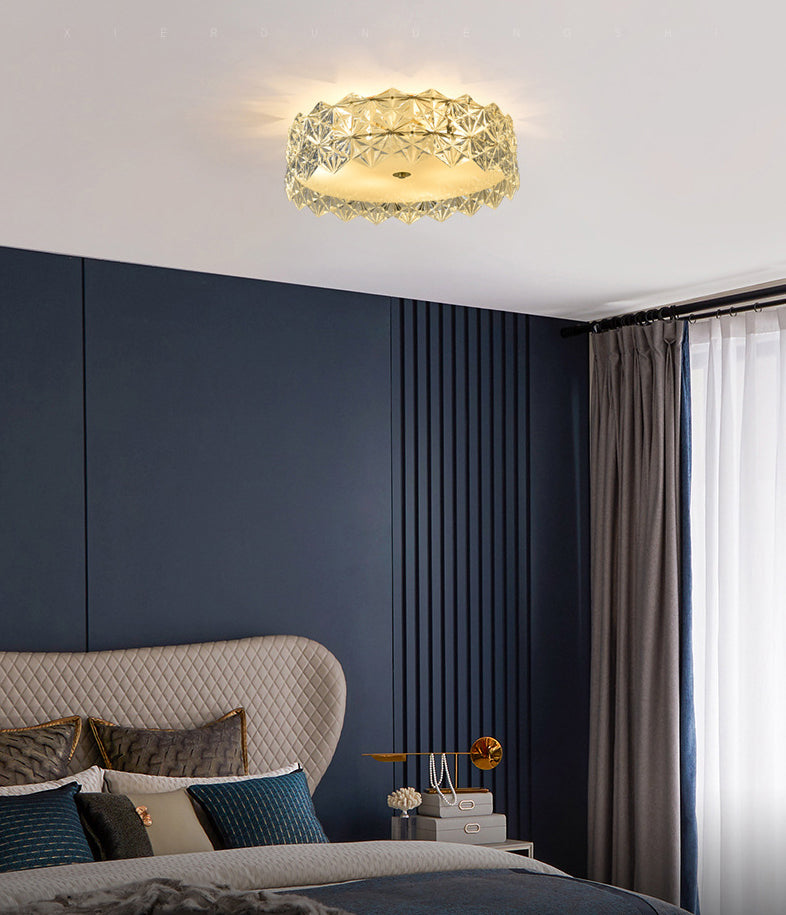 Geometric Crystal Circular Flushmount Ceiling Lamp Modern Style Gold Flush Mount Lighting for Bedroom