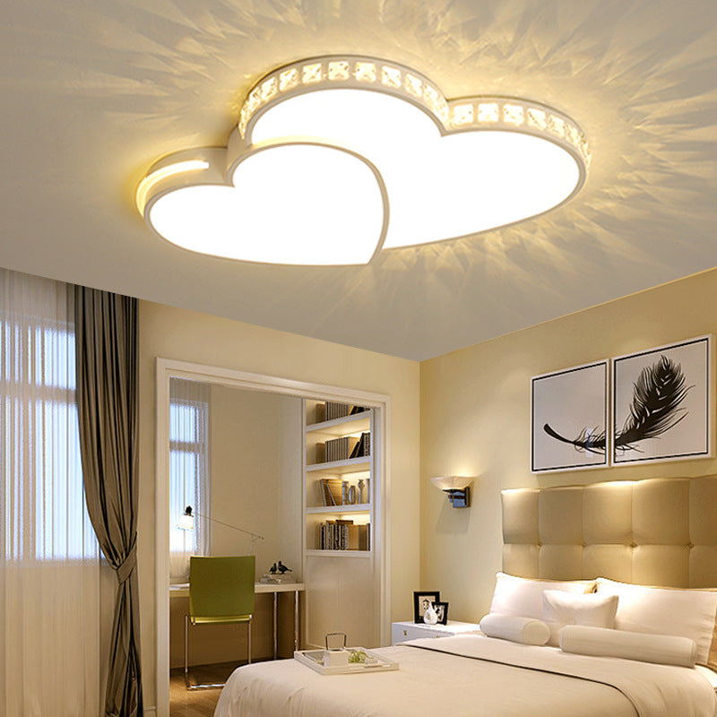 20.5"/24.5" W LED Heart Flush Mount Lamp Simple White Acrylic Ceiling Light Fixture for Bedroom in Warm/White/3 Color Light