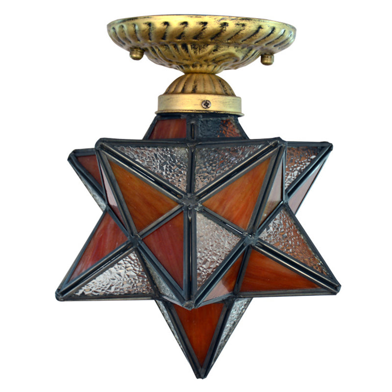 Diamond Shape Ceiling Mounted Light Icy Clear Glass Tiffany Shade Semi Flush Mount for Bedroom