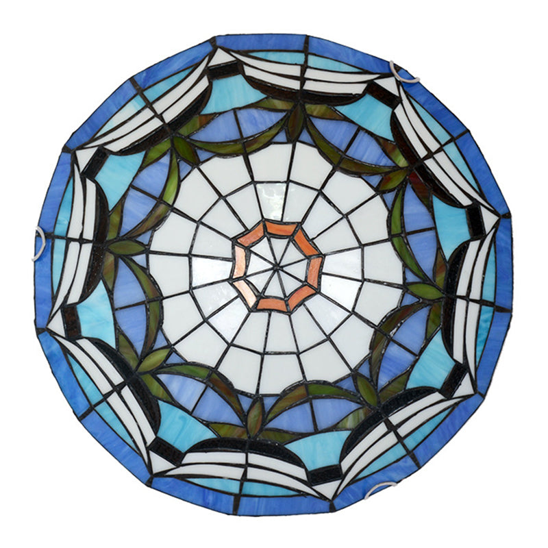 Tiffany Style Dome Flush Ceiling Light Hand Rolled Art Glass Ceiling Light for Bedroom