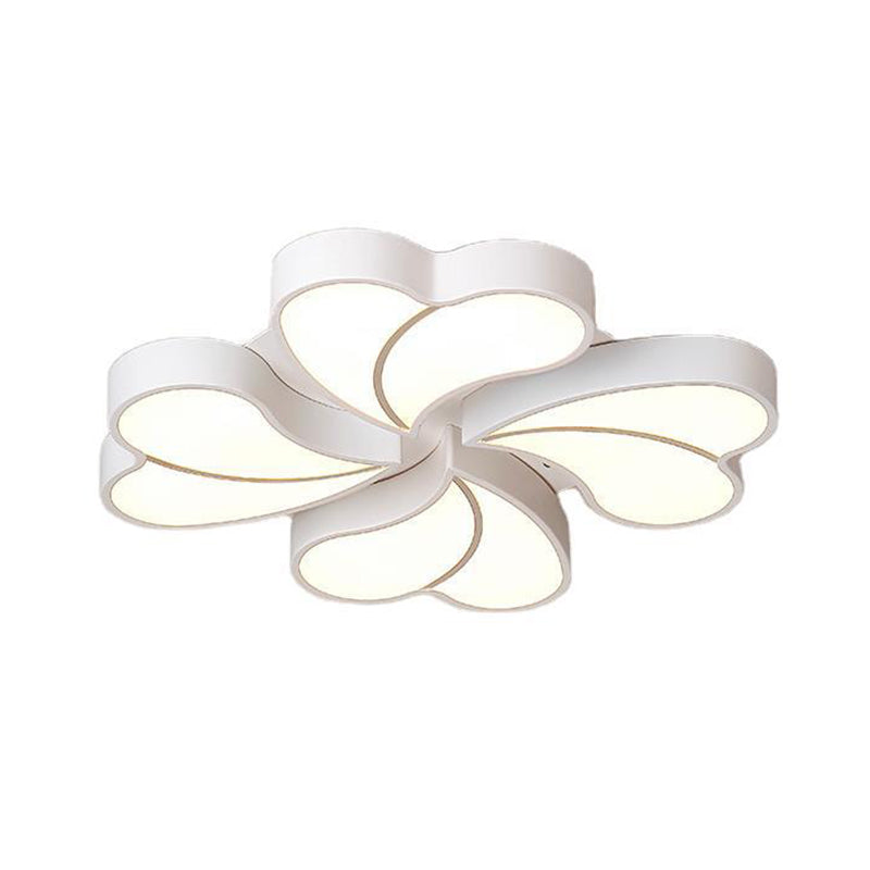 White Floral Flushmount Ceiling Lamp Modern Style Metal LED Flush Mount Lighting for Bedroom