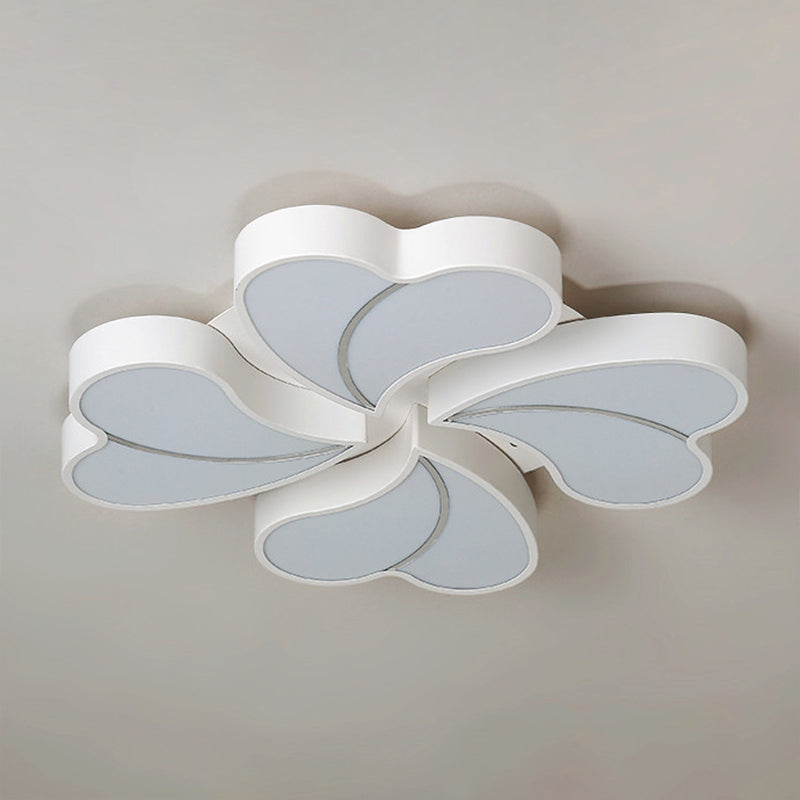 White Floral Flushmount Ceiling Lamp Modern Style Metal LED Flush Mount Lighting for Bedroom