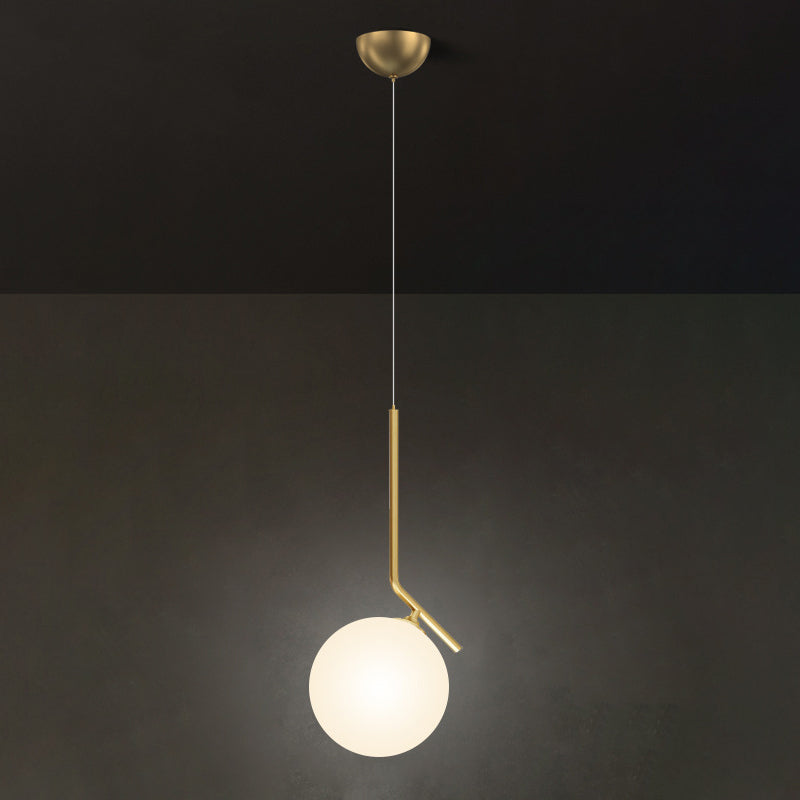 Mid-Century Design Globe Hanging Lamp Opal Frosted Glass Shade 1 Light Pendant Light