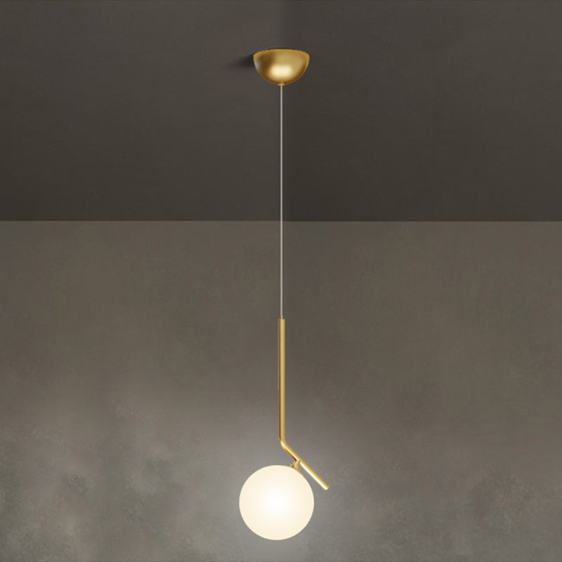 Mid-Century Design Globe Hanging Lamp Opal Frosted Glass Shade 1 Light Pendant Light