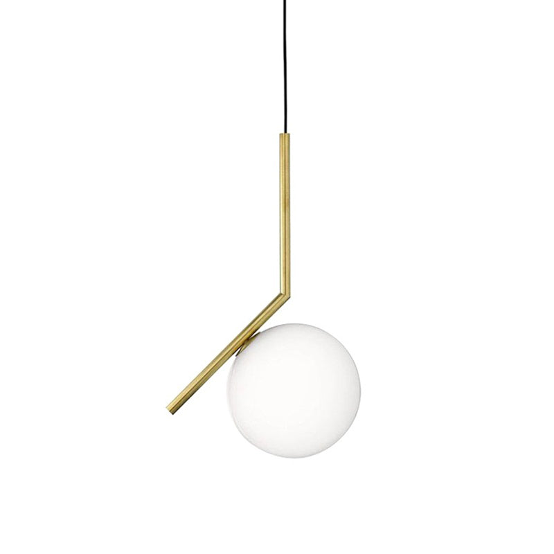 Mid-Century Design Globe Hanging Lamp Opal Frosted Glass Shade 1 Light Pendant Light