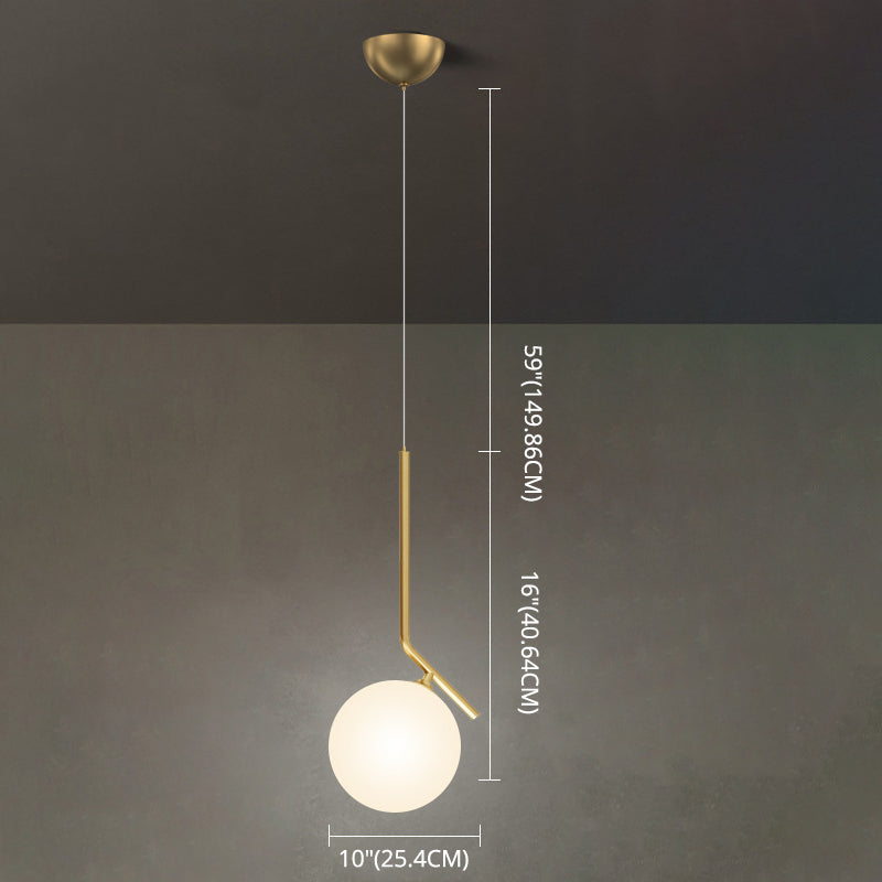 Mid-Century Design Globe Hanging Lamp Opal Frosted Glass Shade 1 Light Pendant Light