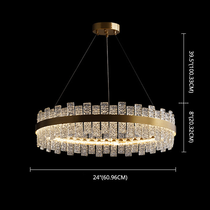 Art Deco Chandelier Gold Metal Crystal Round LED Pendant Lamp Best Lighting for Living Room
