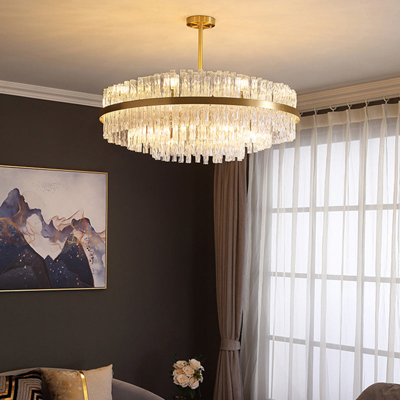 Moltiplicatore Crystal Crystal Light Modern Metal Round Living Room Lampella Luce in oro
