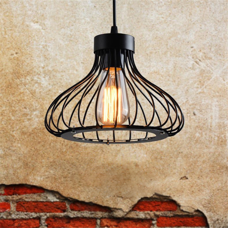 Zwart metalen 1 lichte hanglamp Indsutriale retro traande traan kooi hangende lamp voor restaurant