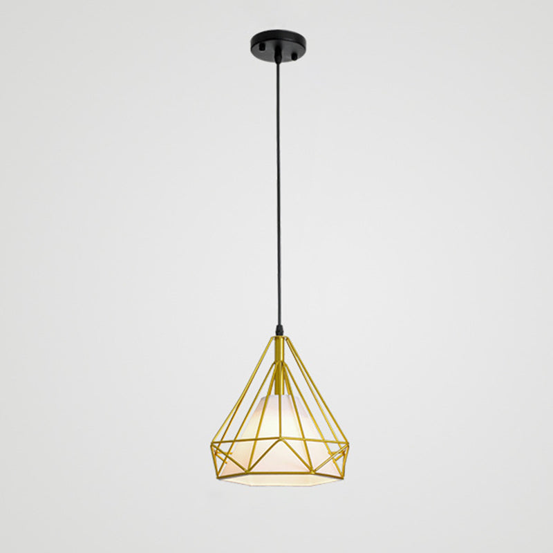 Diamond Iron Cluster Pendant Lighting Post-Modern Restaurant Hanging Lamp in Gold