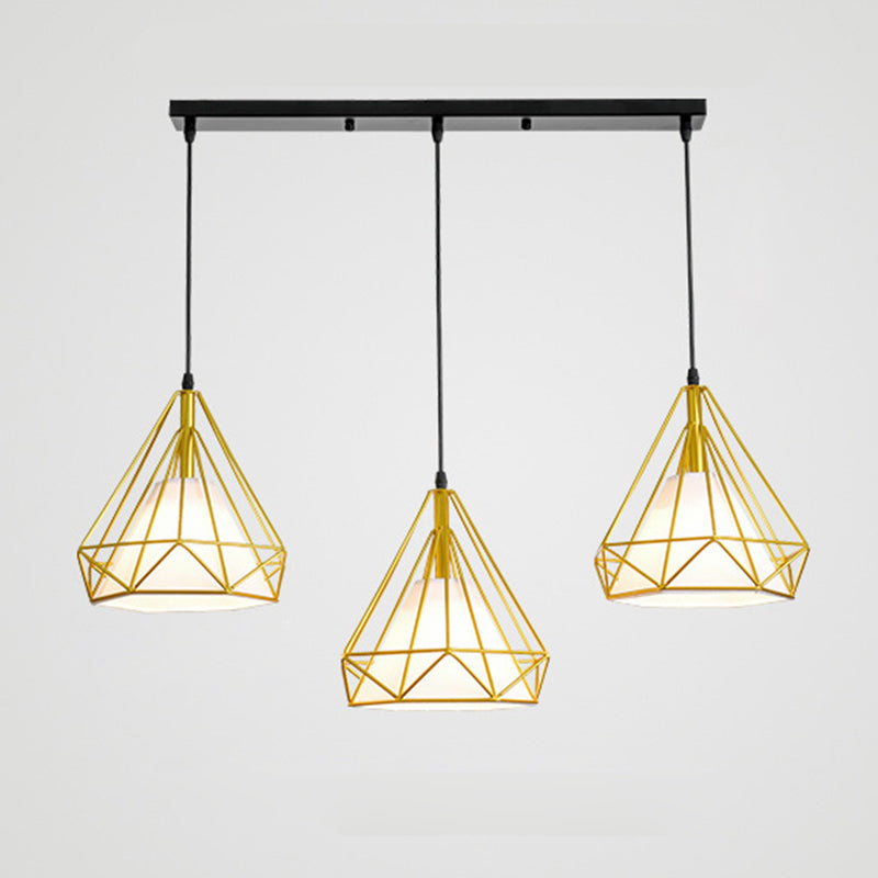 Diamond Iron Cluster Custing Lighting Post-Modern Restaurant Hanging Lamp in oro