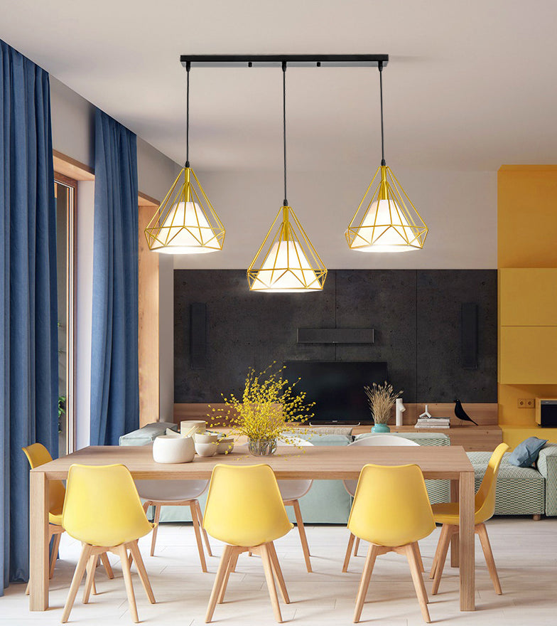 Diamond Iron Cluster Custing Lighting Post-Modern Restaurant Hanging Lamp in oro