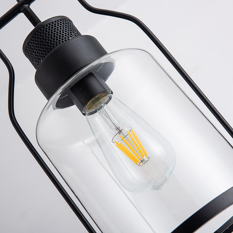 Nero 1 Light Light Light Light Industrial Cilindri Glassero Appednare lampada con giuntura in metallo