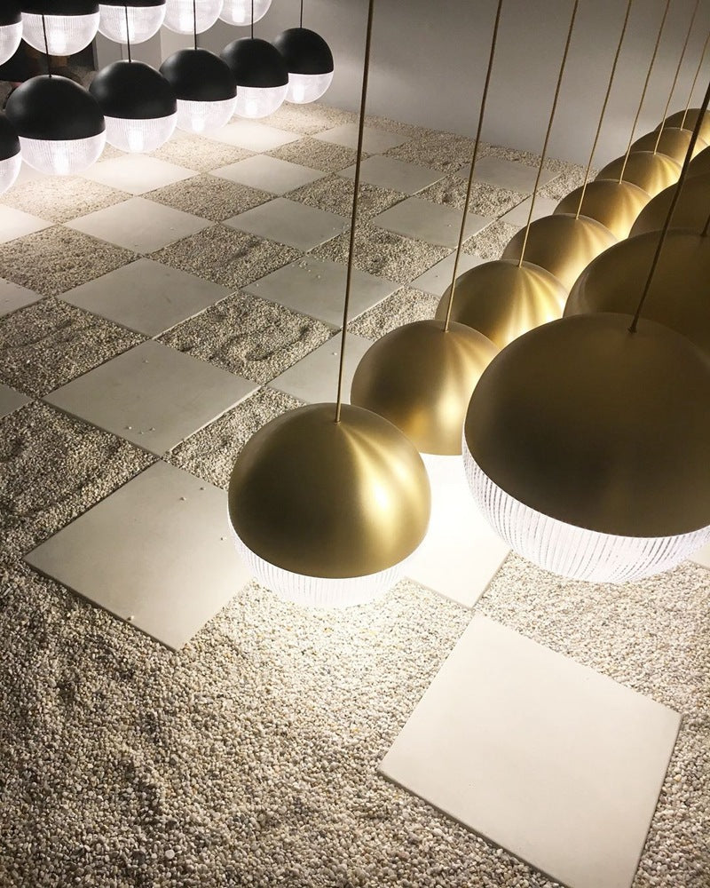 Metal 1 Light Pendant Light Mid-Century Modern Spherical Prismatic Glass Hanging Lamp