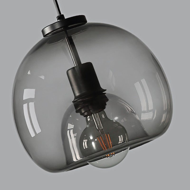 Black Spherical Pendant Light Modern Minimalist Clear Glass Dining Room Hanging Lamp