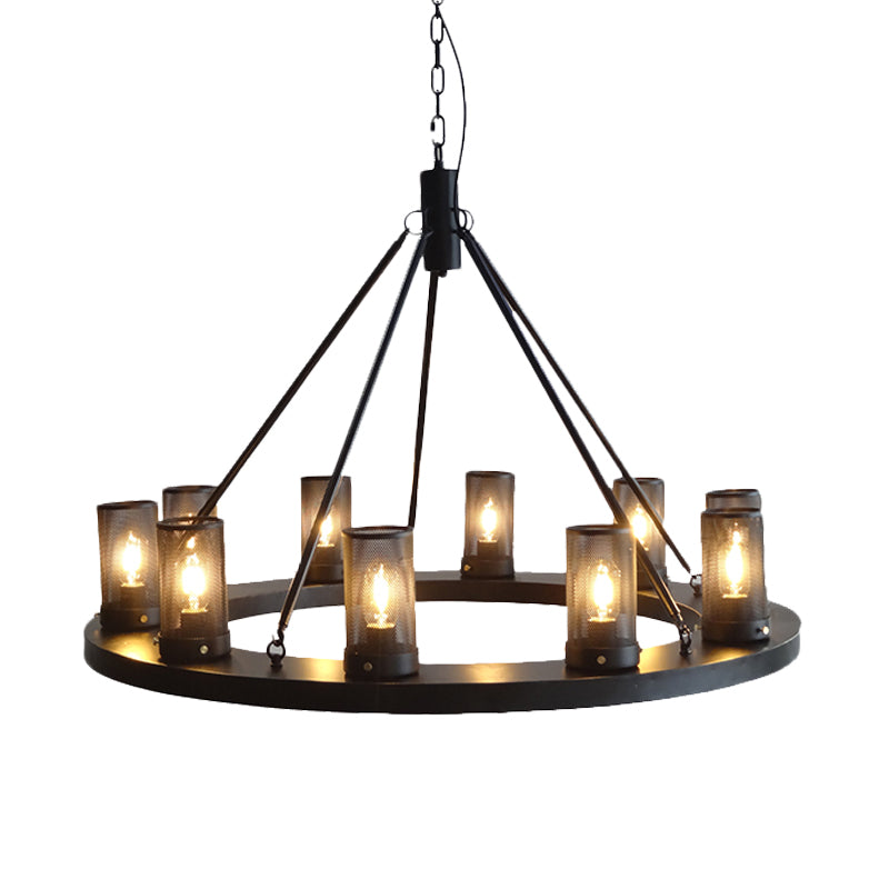 10 luces Costeo de techo de metal Cilíndrico clásico Lámpara de lámpara de estar de sala de estar