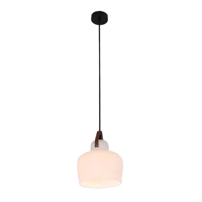 White 1 Light Bell Pendant Lamp Modern Minimalist Glass Hanging Lamp for Living Room