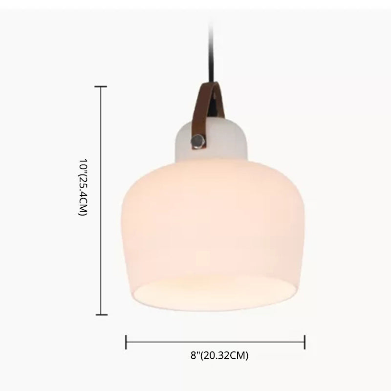 White 1 Light Bell Pendant Lamp Modern Minimalist Glass Hanging Lamp for Living Room