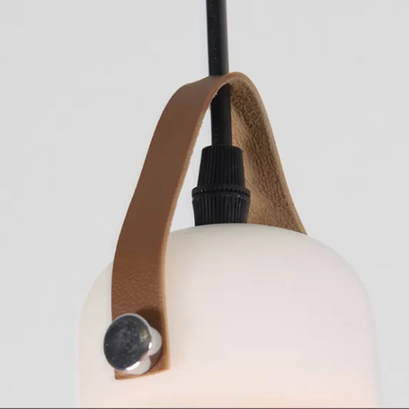 White 1 Light Bell Pendant Lamp Modern Minimalist Glass Hanging Lamp for Living Room