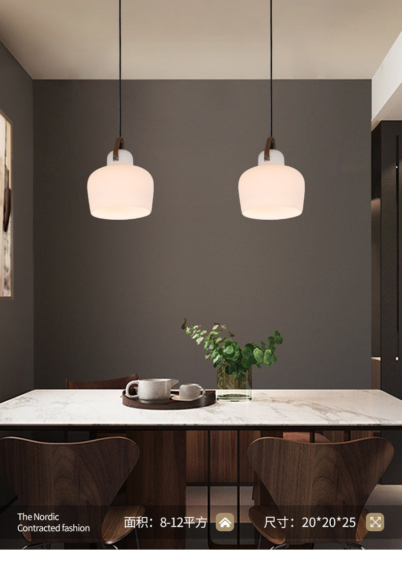 White 1 Light Bell Pendant Lamp Modern Minimalist Glass Hanging Lamp for Living Room