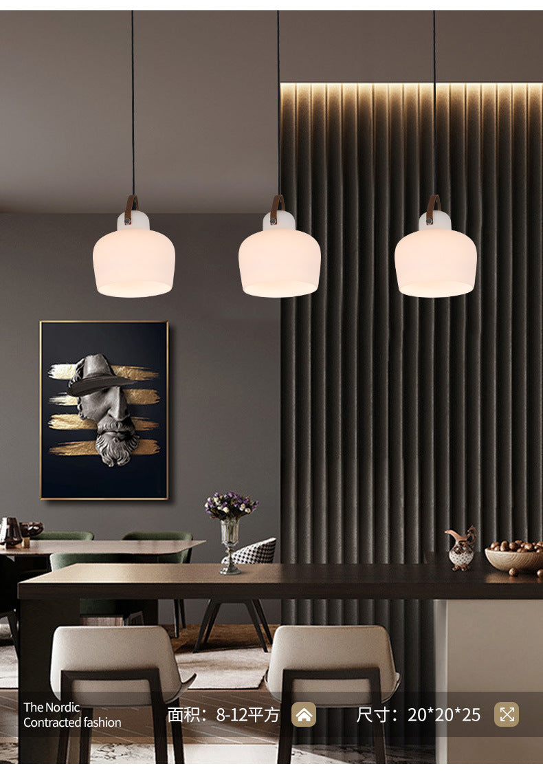 White 1 Light Bell Pendant Lamp Modern Minimalist Glass Hanging Lamp for Living Room