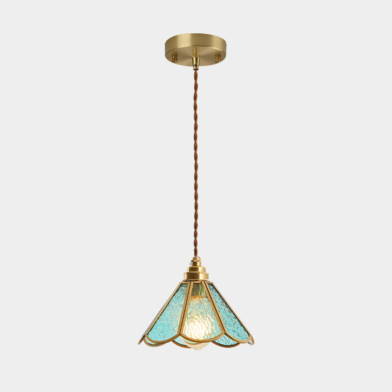 Icy Clear Glass Shade Hanging Lamp 1 Light Tiffany-Style Pendant Light Fixture for Bedroom