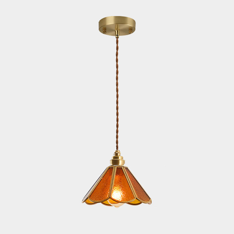 Icy Clear Glass Shade Hanging Lamp 1 Light Tiffany-Style Pendant Light Fixture for Bedroom