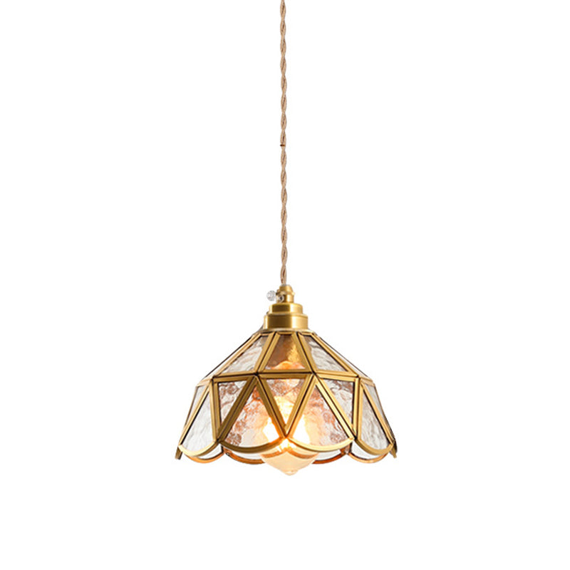 Icy Clear Glass Shade Hanging Lamp 1 Light Tiffany-Style Pendant Light Fixture for Bedroom