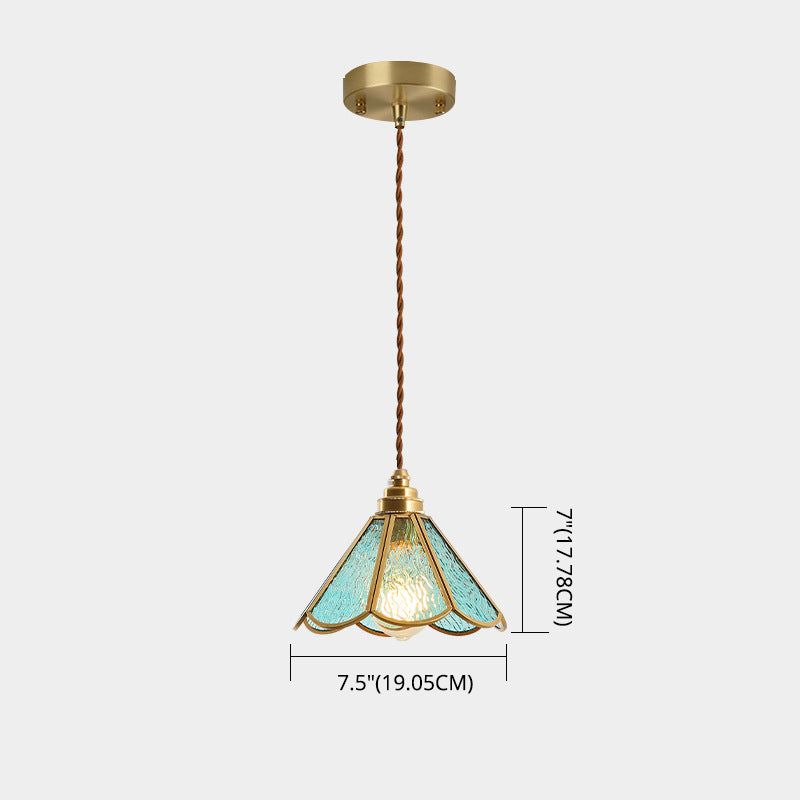 Icy Clear Glass Shade Hanging Lamp 1 Light Tiffany-Style Pendant Light Fixture for Bedroom