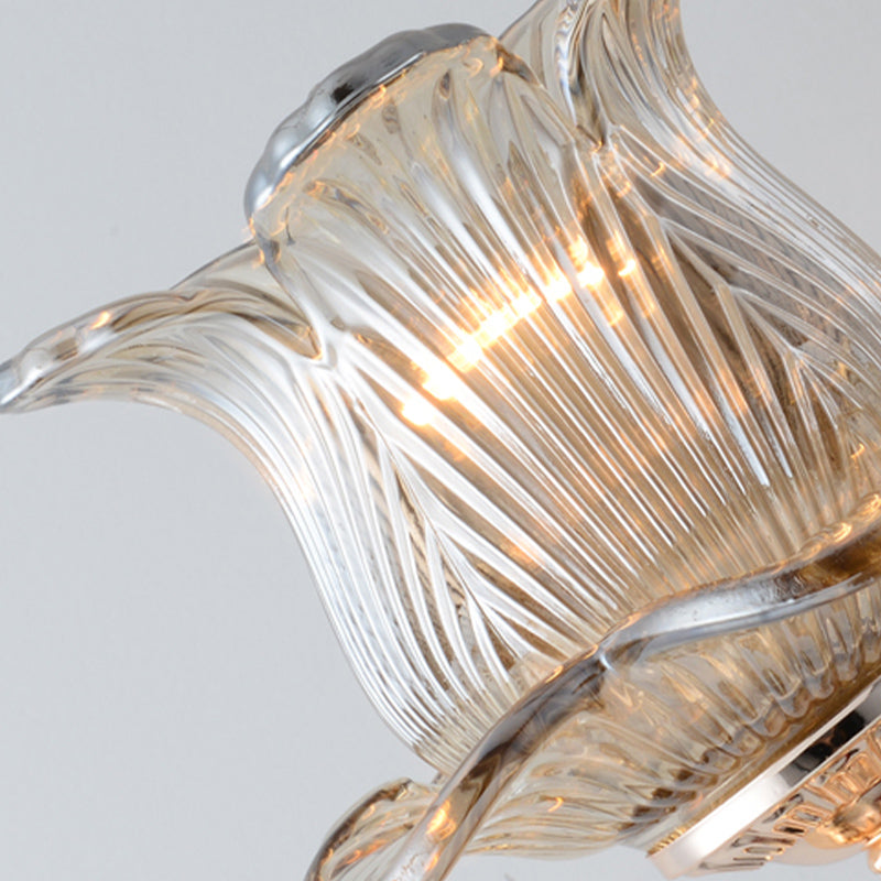 Flower Wall Mounted Light Fixture Modern Prism Glass 1/2 Heads Brass Sconce Light with Crystal Drop Accent