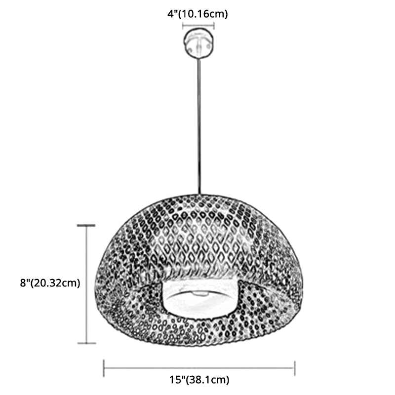 Double-Decker Bamboo Pendant Lights Milk White Glass Shade 1 Light Suspended Light for Restaurant Aisle