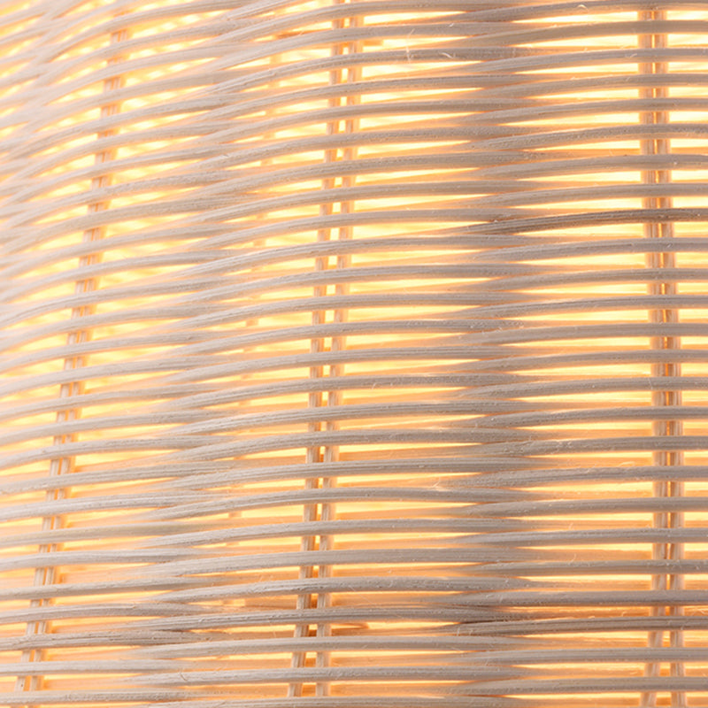 Hand-weaving Bamboo Bell Shape Hanging Light Asian Rattan Shade Single Light Pendant Lamp with 59" Hanging Wire