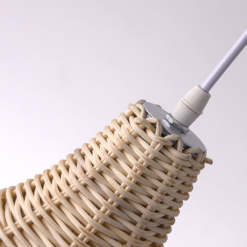 Hand-weaving Bamboo Bell Shape Hanging Light Asian Rattan Shade Single Light Pendant Lamp with 59" Hanging Wire