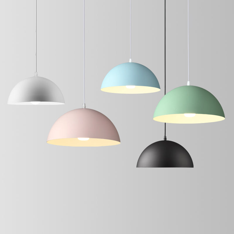 8 Color Optional Half Globe Pendant Lamp Macaron Simple Colorful Metal Hanging Light for Kitchen Dining Room
