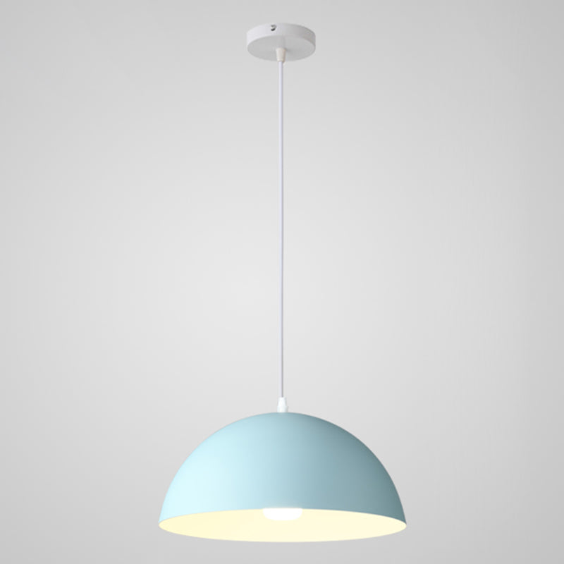 8 Color Optional Half Globe Pendant Lamp Macaron Simple Colorful Metal Hanging Light for Kitchen Dining Room