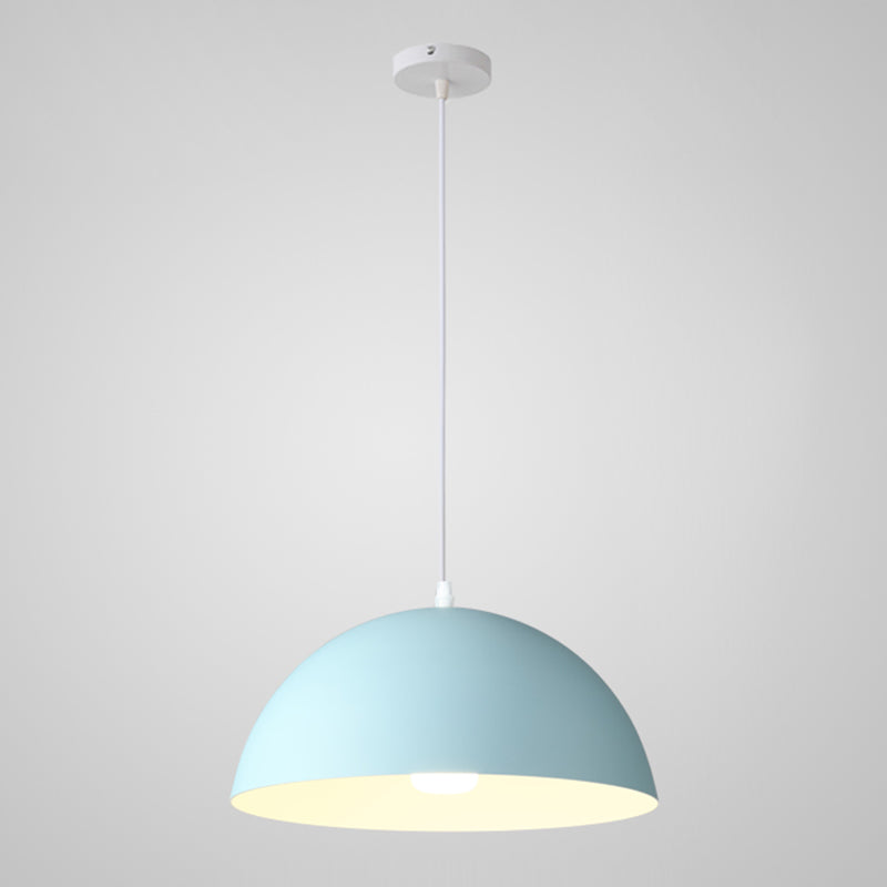 8 Color Optional Half Globe Pendant Lamp Macaron Simple Colorful Metal Hanging Light for Kitchen Dining Room