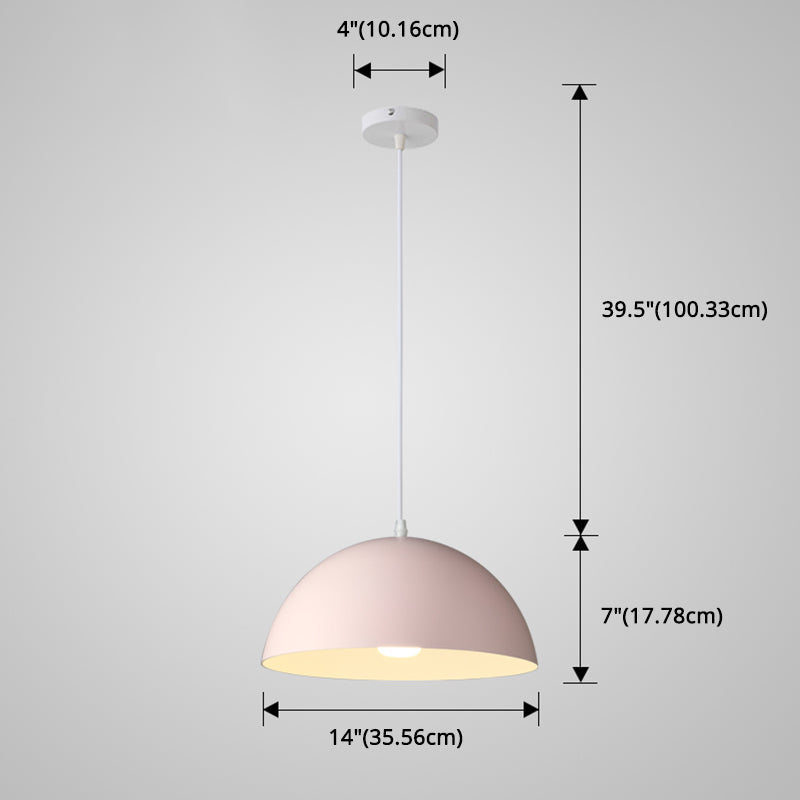 8 Color Optional Half Globe Pendant Lamp Macaron Simple Colorful Metal Hanging Light for Kitchen Dining Room