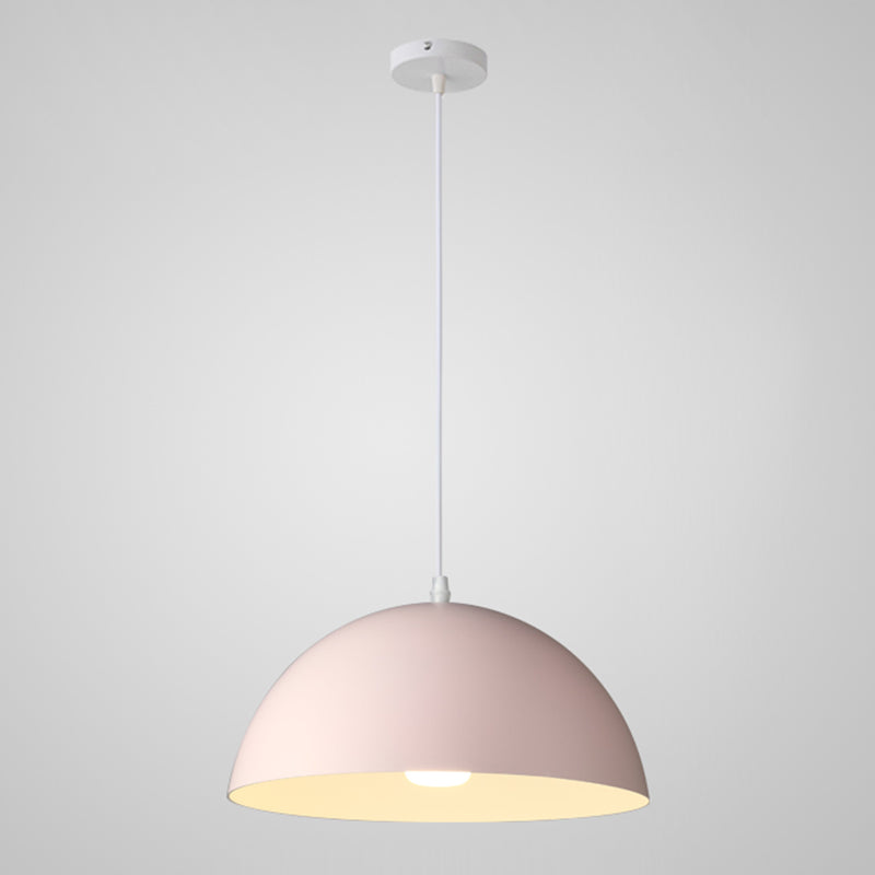 8 Color Optional Half Globe Pendant Lamp Macaron Simple Colorful Metal Hanging Light for Kitchen Dining Room