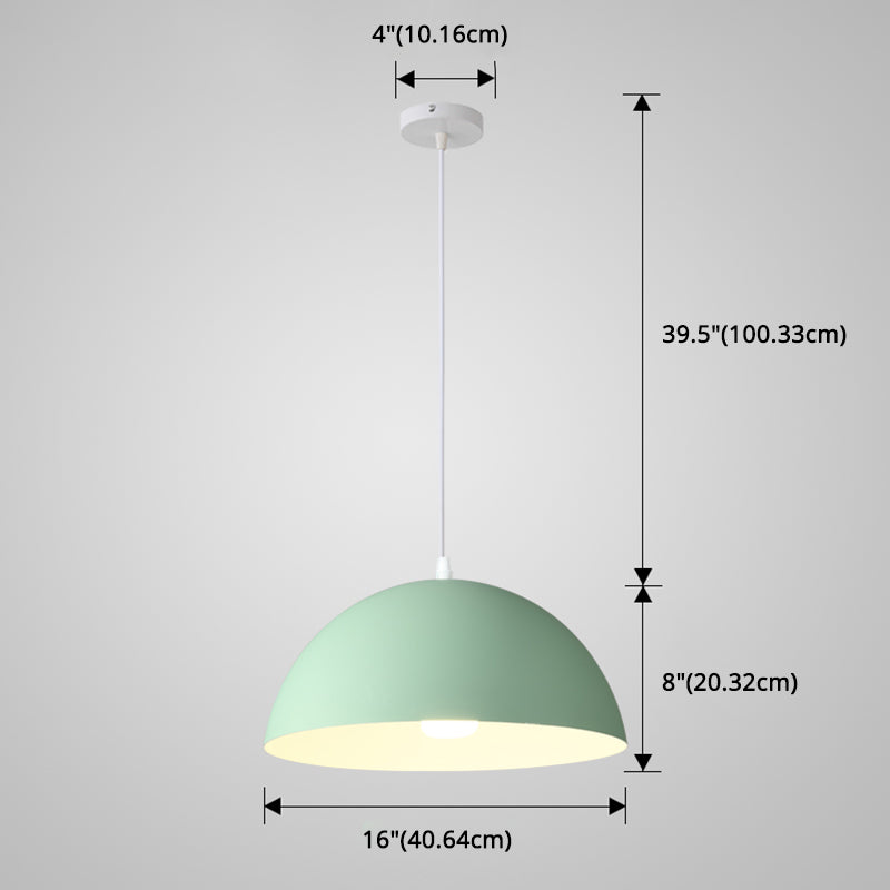 8 Color Optional Half Globe Pendant Lamp Macaron Simple Colorful Metal Hanging Light for Kitchen Dining Room
