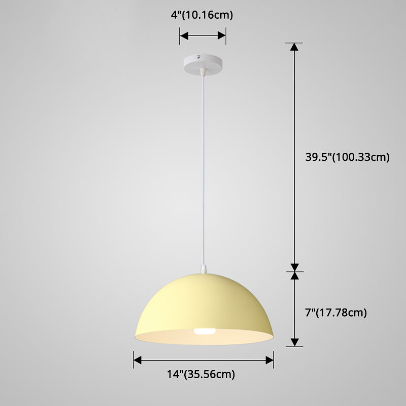 8 Color Optional Half Globe Pendant Lamp Macaron Simple Colorful Metal Hanging Light for Kitchen Dining Room