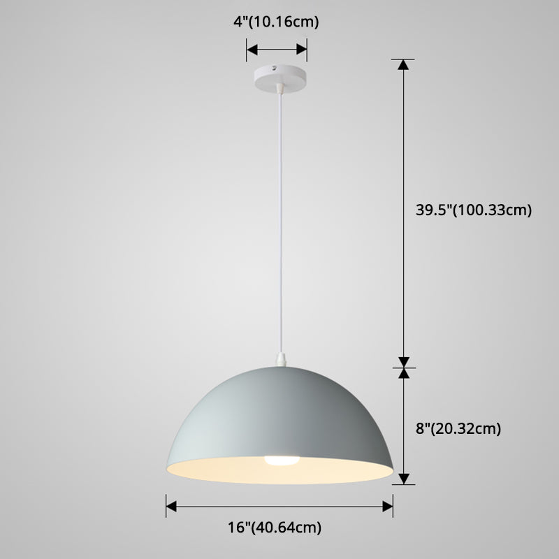8 Color Optional Half Globe Pendant Lamp Macaron Simple Colorful Metal Hanging Light for Kitchen Dining Room