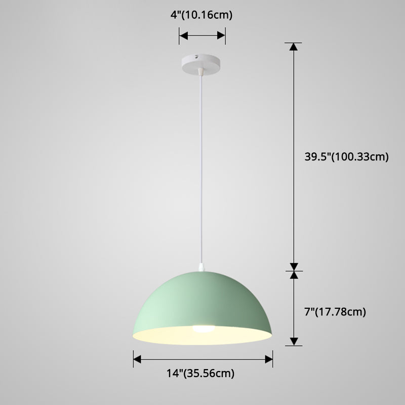 8 Color Optional Half Globe Pendant Lamp Macaron Simple Colorful Metal Hanging Light for Kitchen Dining Room