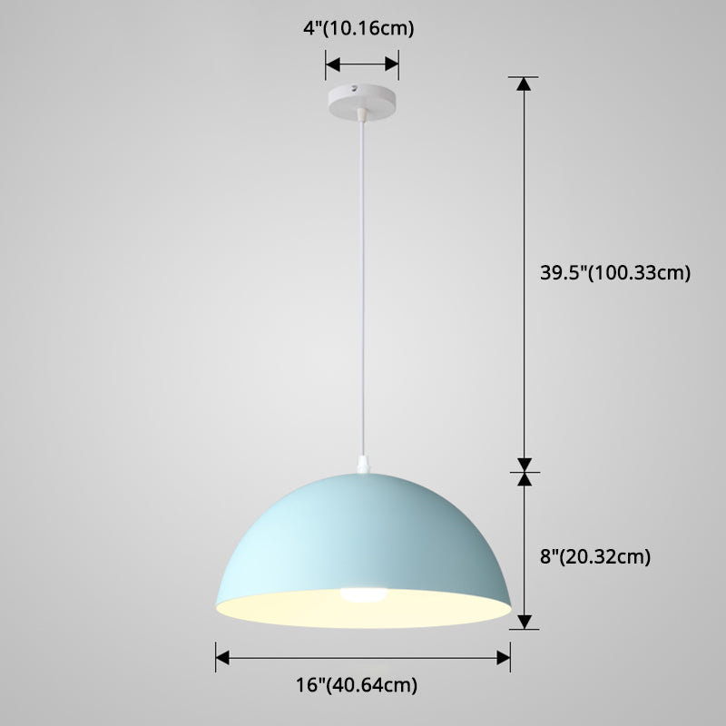 8 Color Optional Half Globe Pendant Lamp Macaron Simple Colorful Metal Hanging Light for Kitchen Dining Room